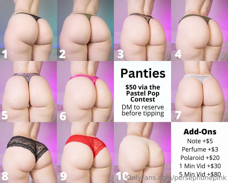 Panties are UP! Only available via the MV Pastel Pop contest..