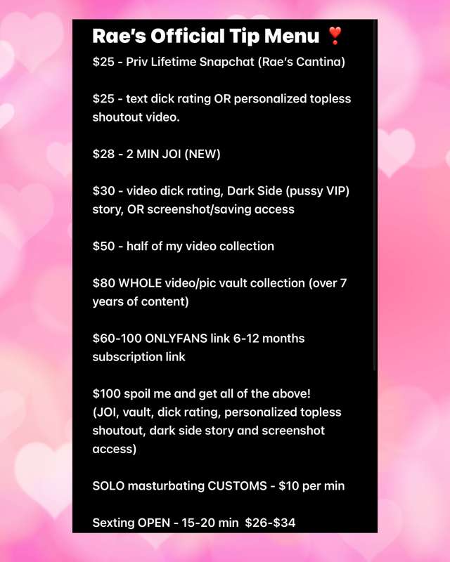 here’s the OFFICIAL updated 2025 tip menu: message me if you..