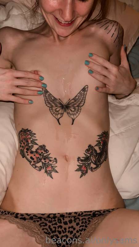 My tiny body holds so much cum!! Would you shoot on me or in..
