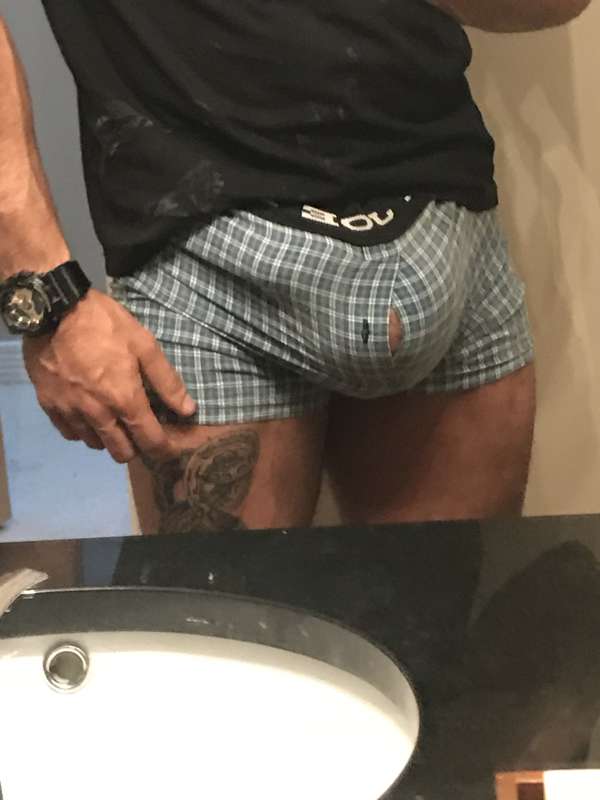 tried on a pair of my old boxers from like when I was 12 ..... 4
