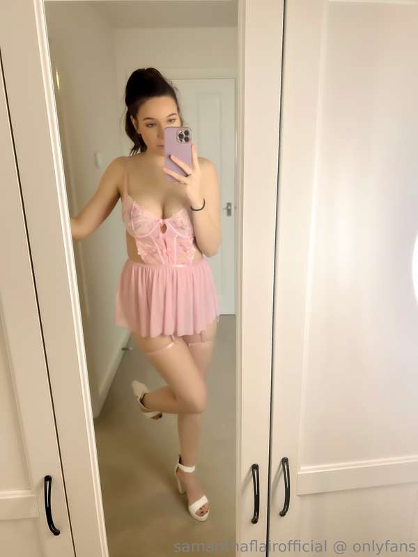 Pink lingerie and heels 1