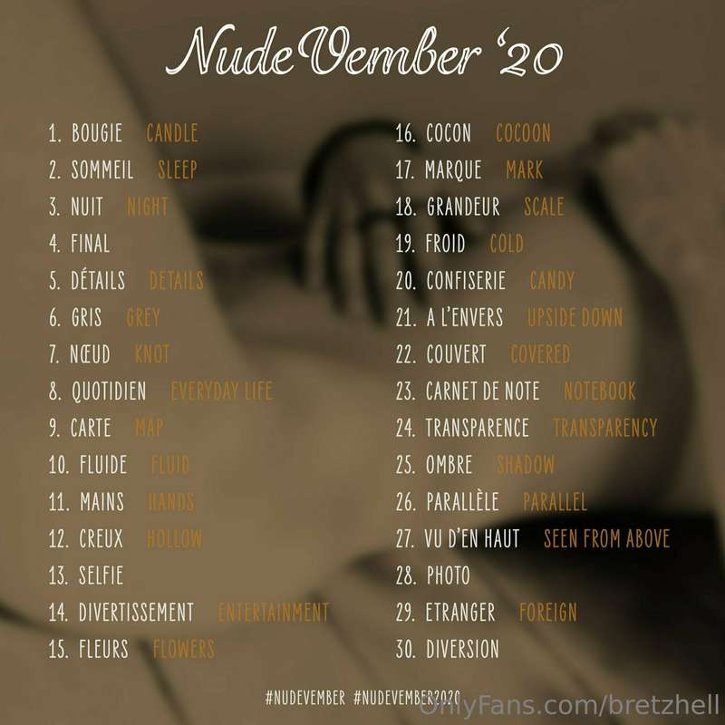 Photos du nudevember depuis mon début de participation. Je f..