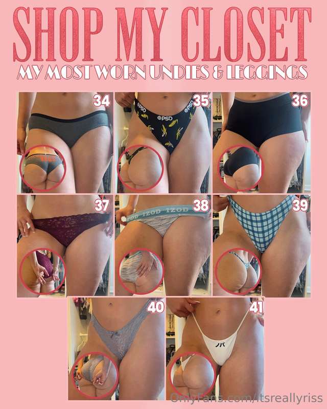 𝙎𝙃𝙊𝙋 𝙈𝙔 𝘾𝙇𝙊𝙎𝙀𝙏 👙45 pieces of leggings & undies worn outtttt .. 6