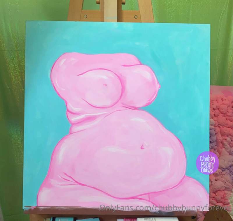 Just painting topless and I made this fat, bubblegum girl! S..