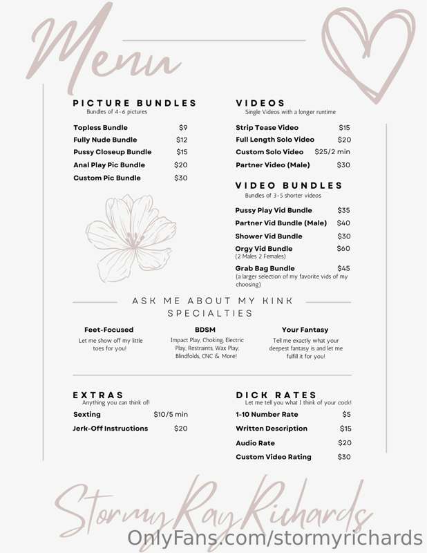 What can I do for you? 😈 Here’s my new official Tip Menu. 😘 ..