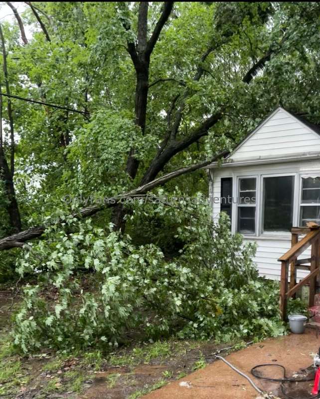 Watching the storm yesterday after it blew a tree onto my ho.. 2