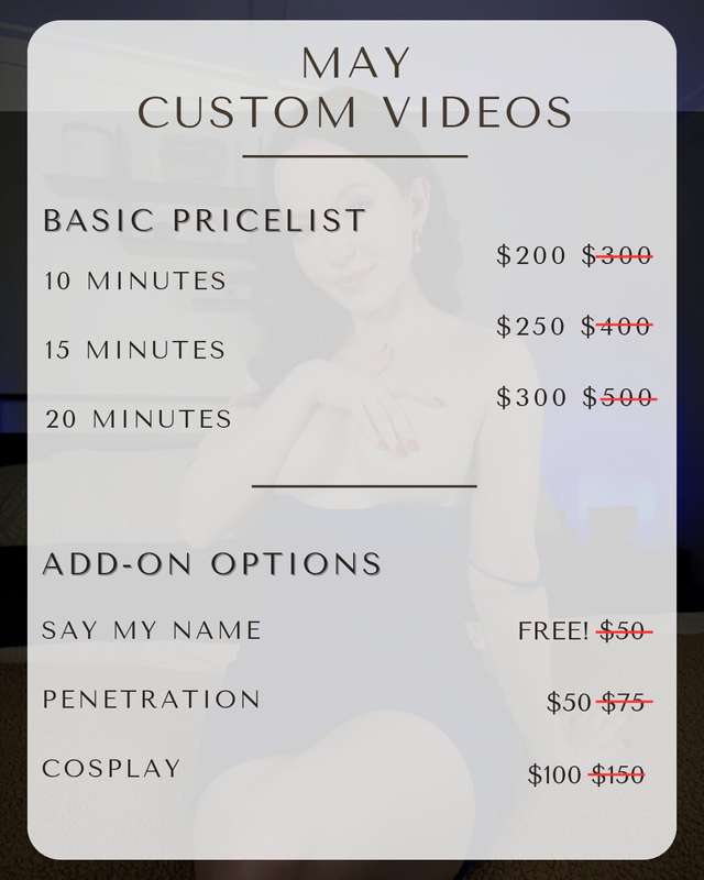 Custom video orders for May are now open - and they're on sa.. 1