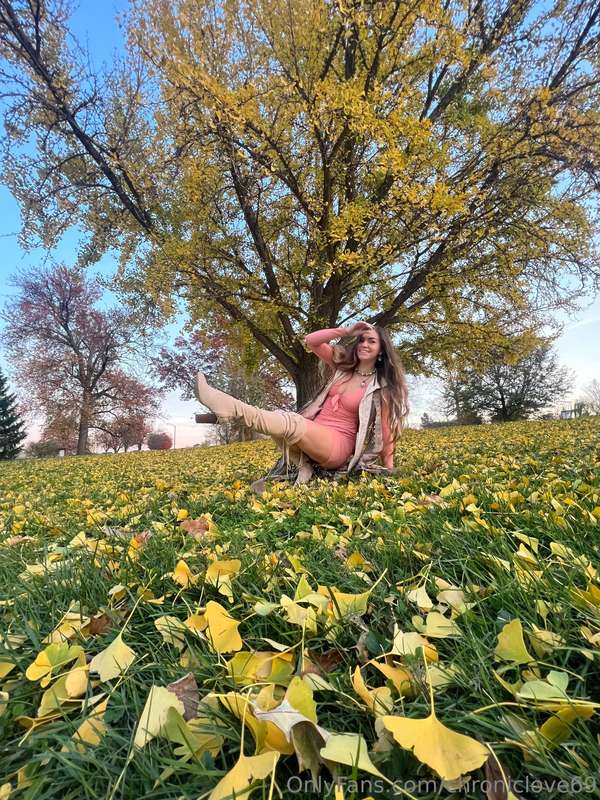 🍂Playing in the autumn leaves 🍁 What color is your favorite!.. 1
