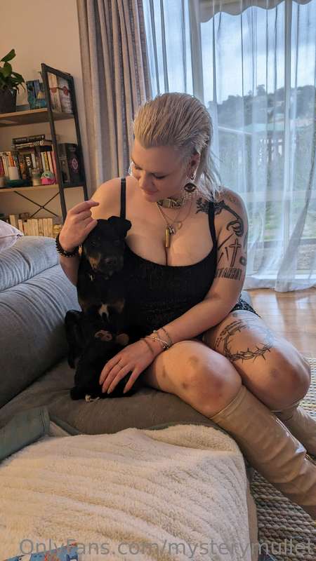 Bae got herself a little hell hound and we look cute togethe..