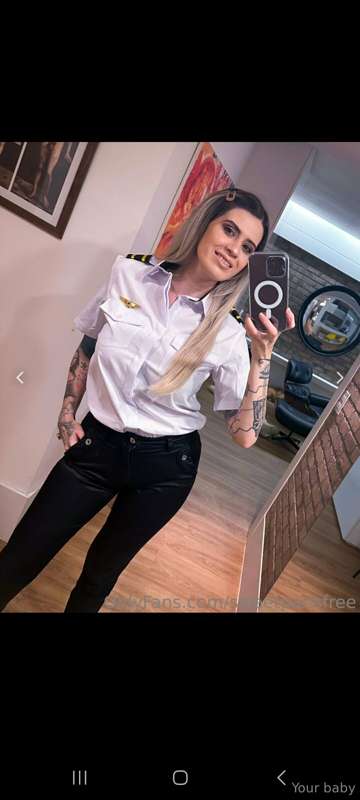 ** ✈️ This hot pilot👩🏼‍✈️is ready to taken off! 
Jump on boa..