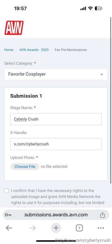 Please if you have an AVN account or make one to nominate me.. 1
