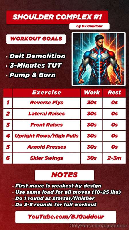 SUPERHERO SHOULDERS COMPLEXVideo demo + workout chart provid..