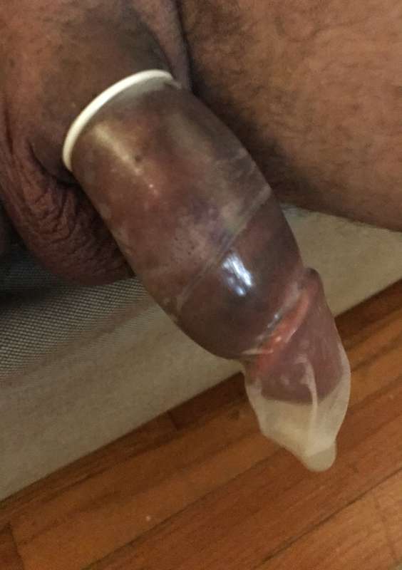 bored and horny earlier so jerked off into a condom haha...h..