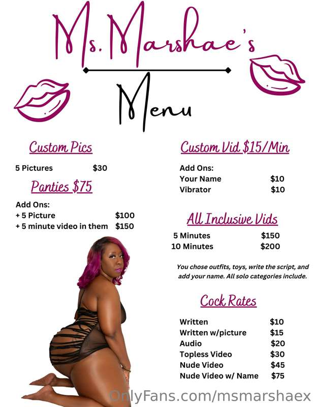 Here are my rates for custom pictures, videos, cock rates an..