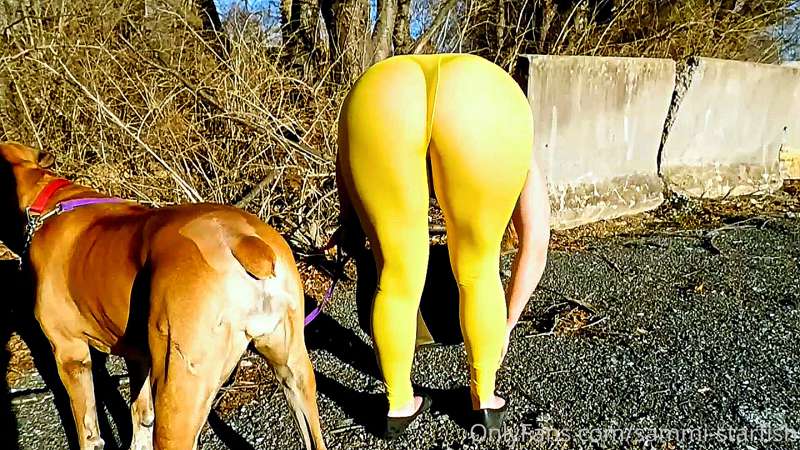 Very see through leggings, walking in the park.  Pic set par.. 13