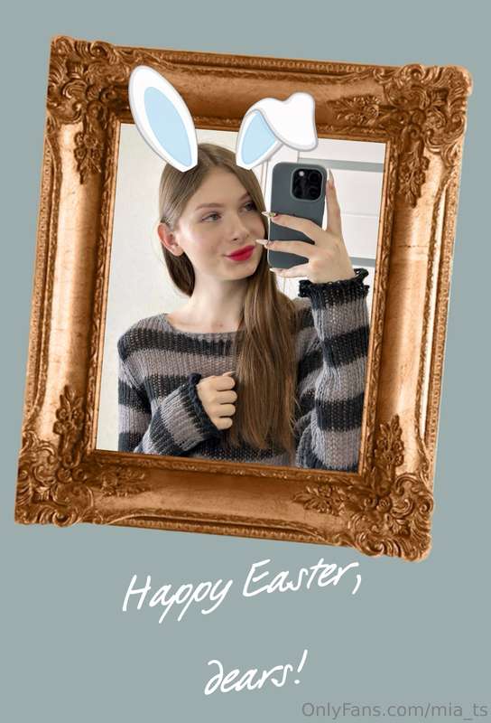🐰💖 In this photo, your Easter bunny Mia congratulates you! 🎉..