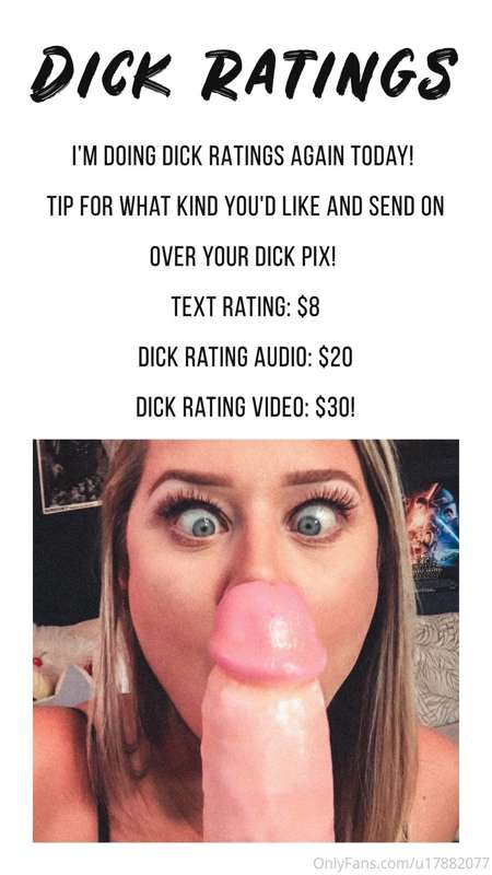 Due to their popularity I’m doing DICK RATINGS again today! ..