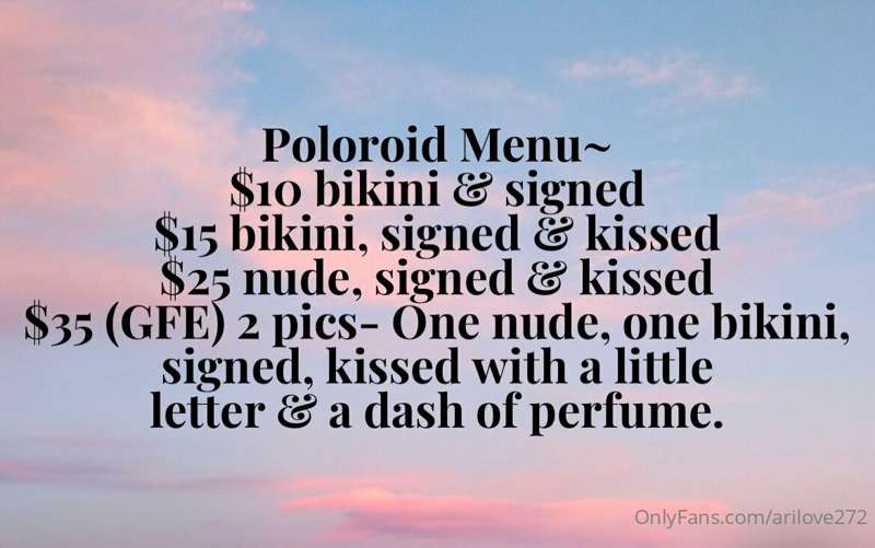 Poloroid Menu !!