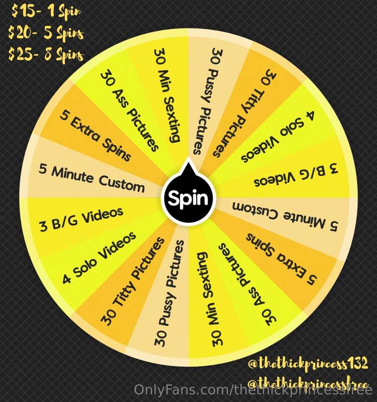 💛 YELLOW SPIN WHEEL 💛💰 Tip this post 💰🍯 Re-Spins are $6 🍯🟡 R..