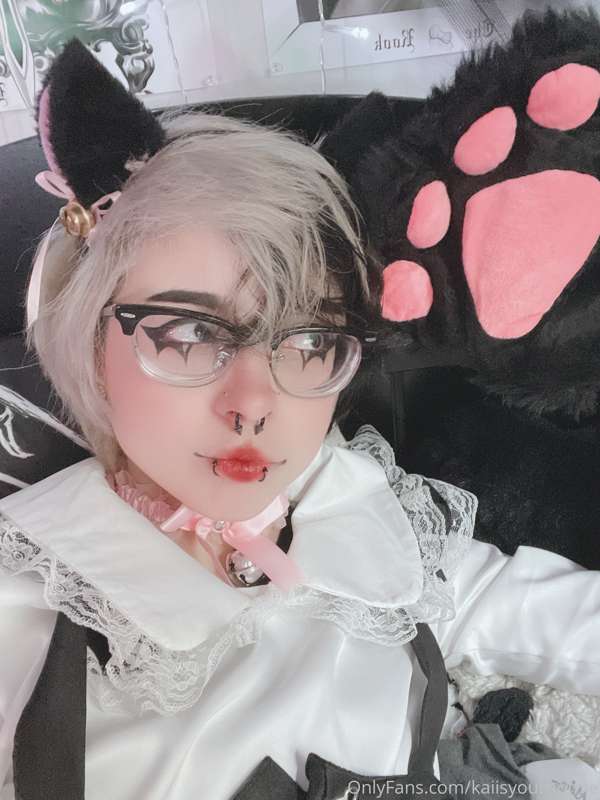 catboy maid <3 ft. ahegao, pink thigh highs and spiked garte..