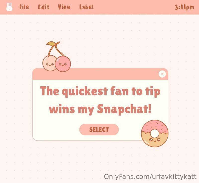 THE QUICKEST FAN TO TIP $10 WINS MY LIFETIME PREMIUM SNAPCHA..