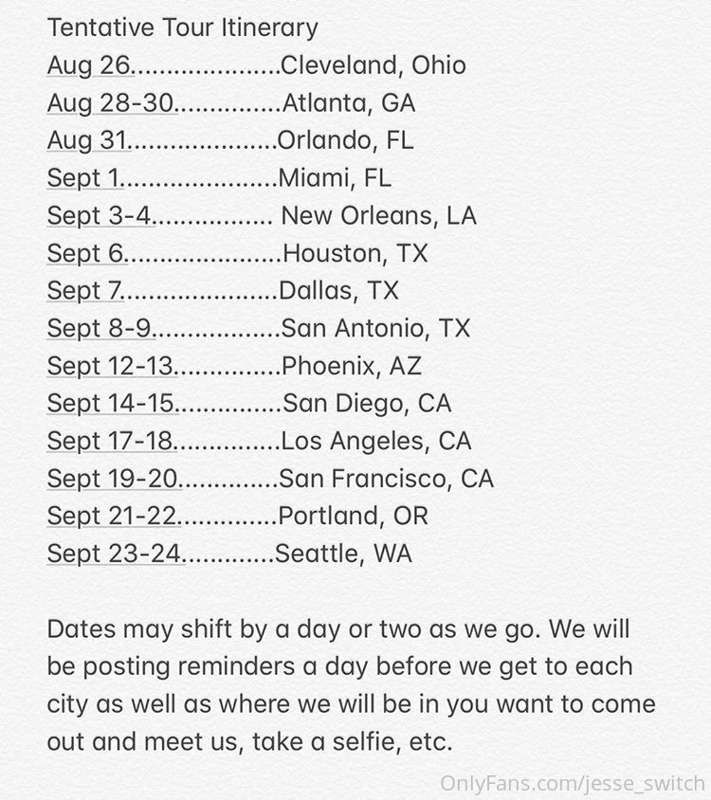 By the wayyyyyy these are the cities that I’ll be traveling ..