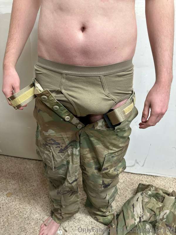 The private doing a little stripping down to his military br.. 8