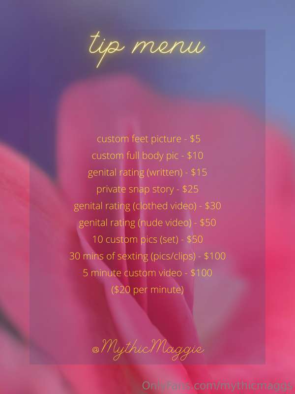 I made a tip menu! Pre-made list coming soon! For now, feel ..