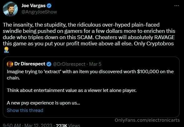 AngryJoeShow is now banned from all future EA online service..