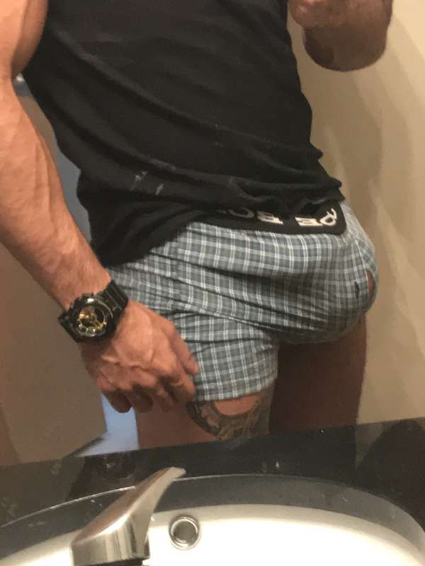 tried on a pair of my old boxers from like when I was 12 ..... 2