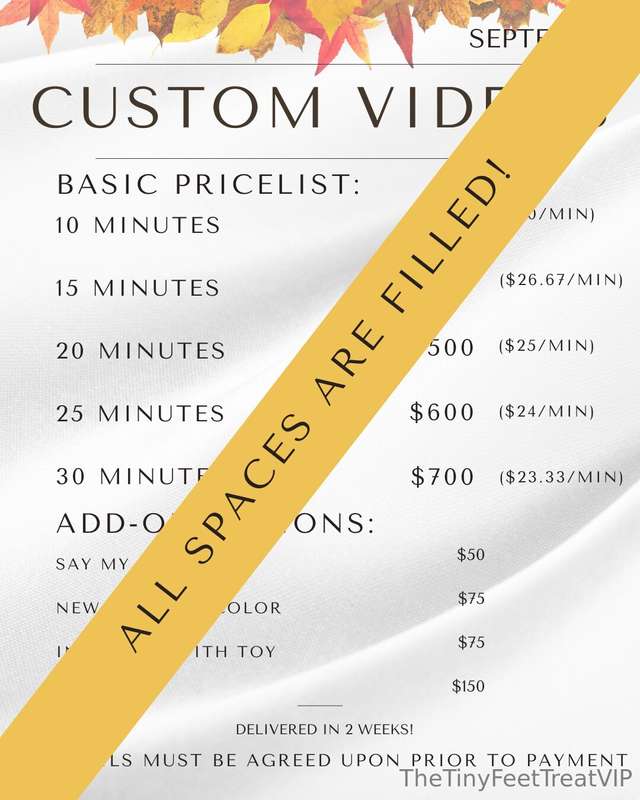 Thanks so much everyone! All spaces for September custom vid..