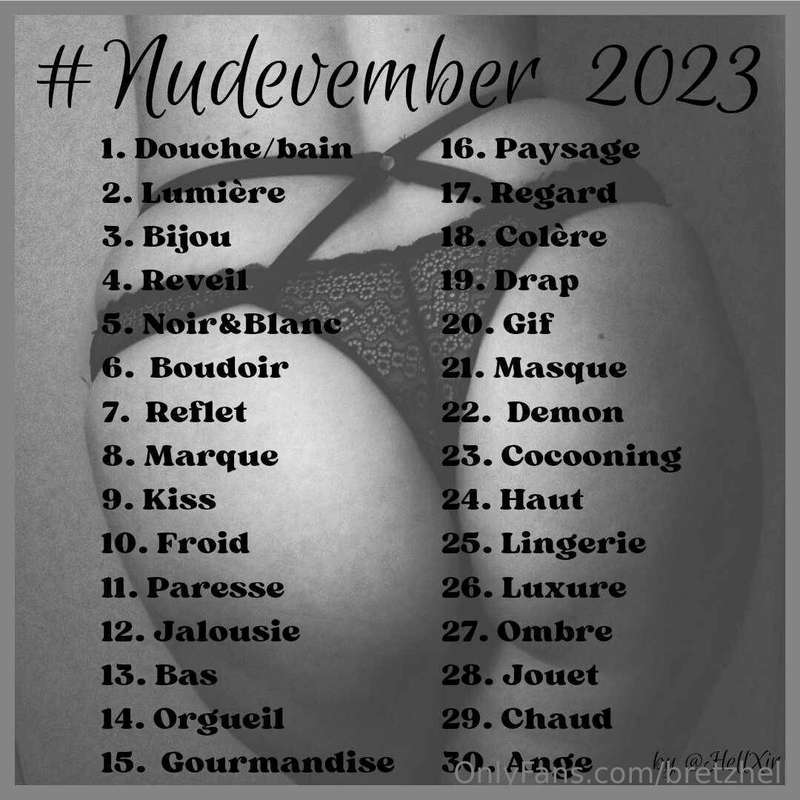 J'ai trouvé des thèmes pour le nudevember cette année, donc ..