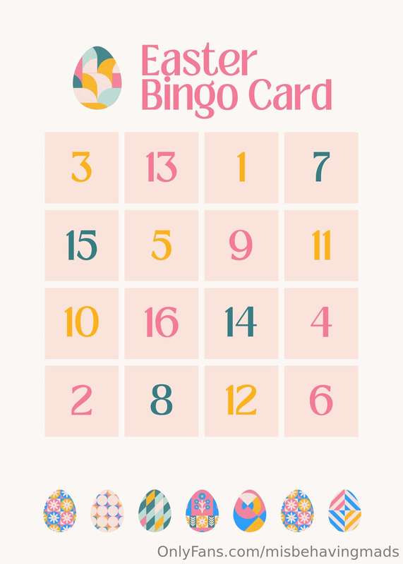 Easter Bingo Game! Tip $5 and pick a number to win a prize! ..
