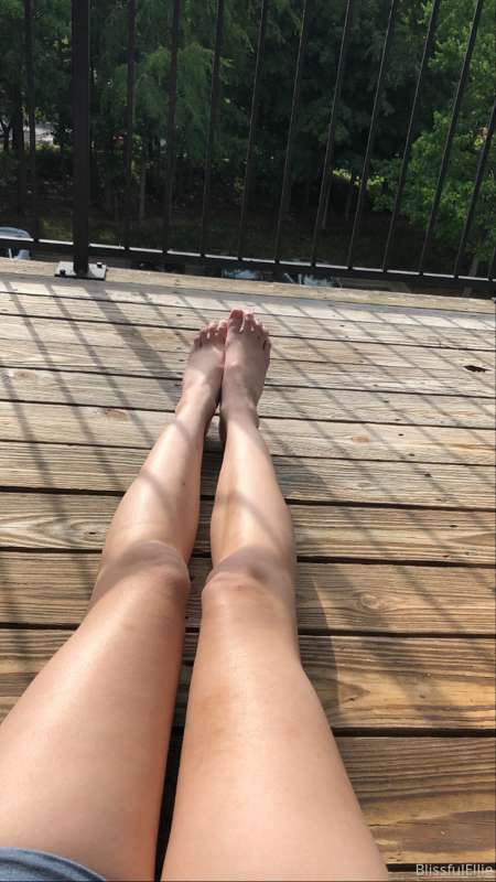 Long legs on my patio. Hopefully I can buy some cute patio f..
