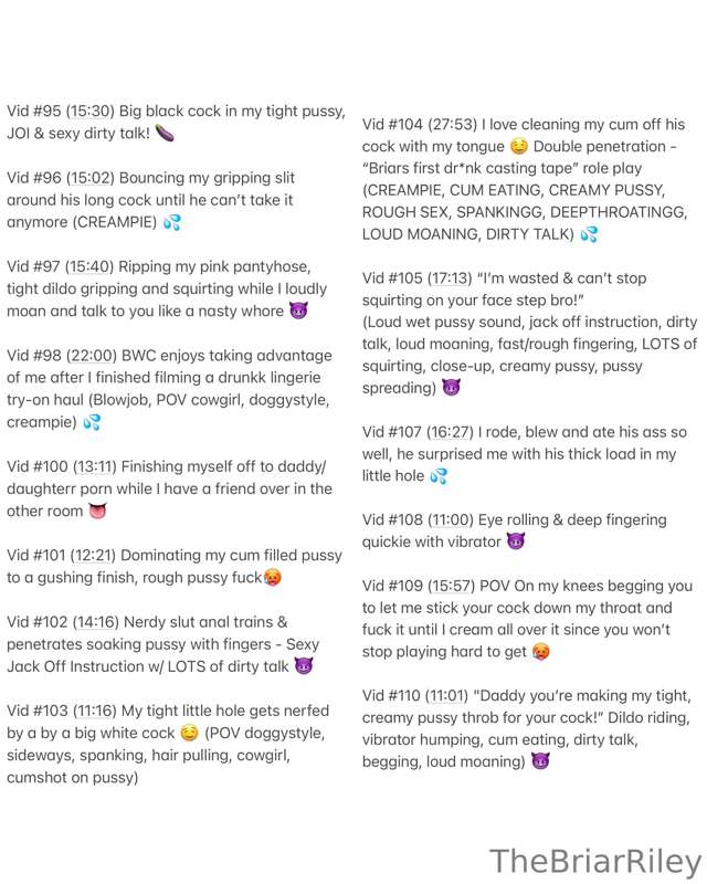***💦 VIDEO MENU 💦*** **Videos 1-128** Swipe to the end for v.. 22
