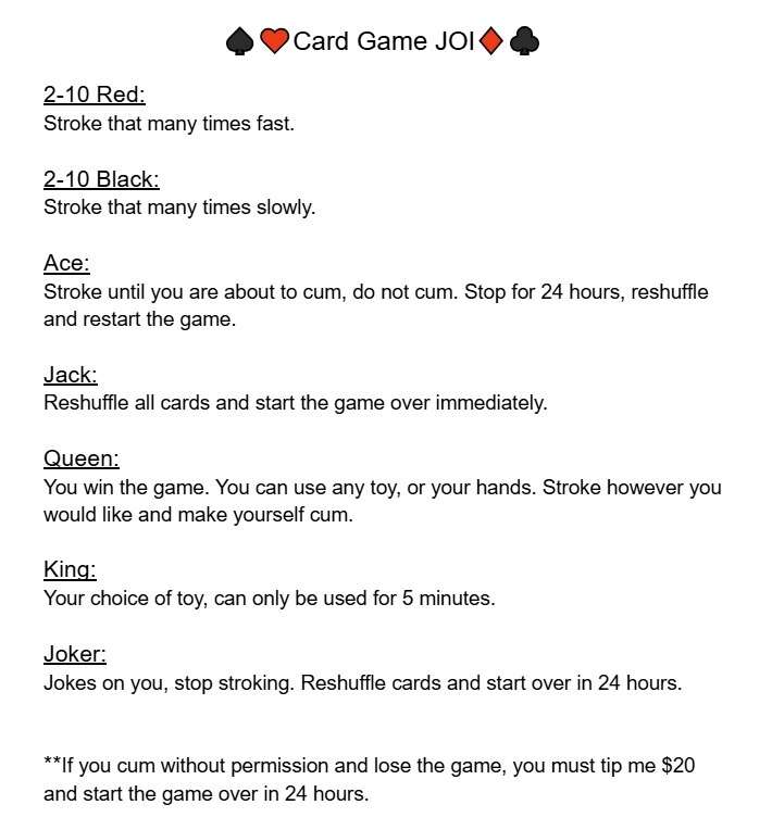 Card Game JOIThere is a set of instructions attached to this..