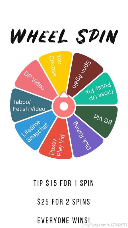 SPIN AND WIN! ✨ NEW WHEEL, NEW PRIZES! 🤩 Playing NOW! Tip $1..