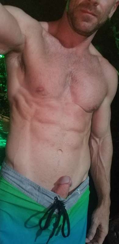 Vacation dick pics through my swim trunks! 2