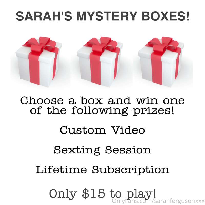 ⬇️ **SARAH’S MYSTERY BOXES!!** ⬇️

Choose box 1, 2 or 3 and ..