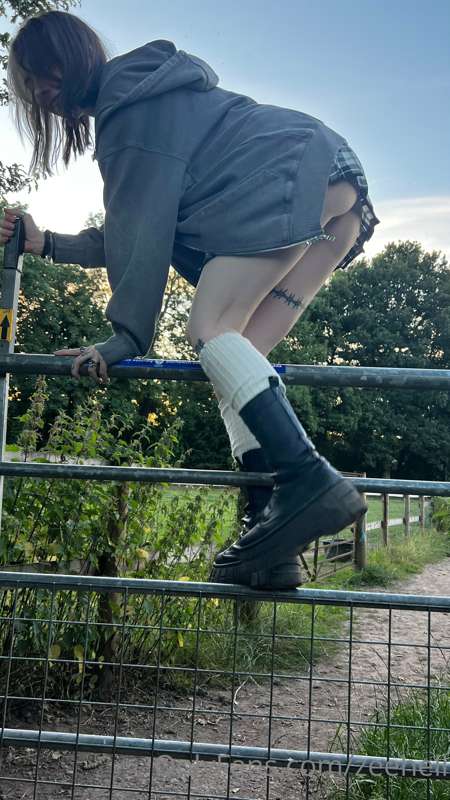 trying to climb over field gates in a skirt... 4