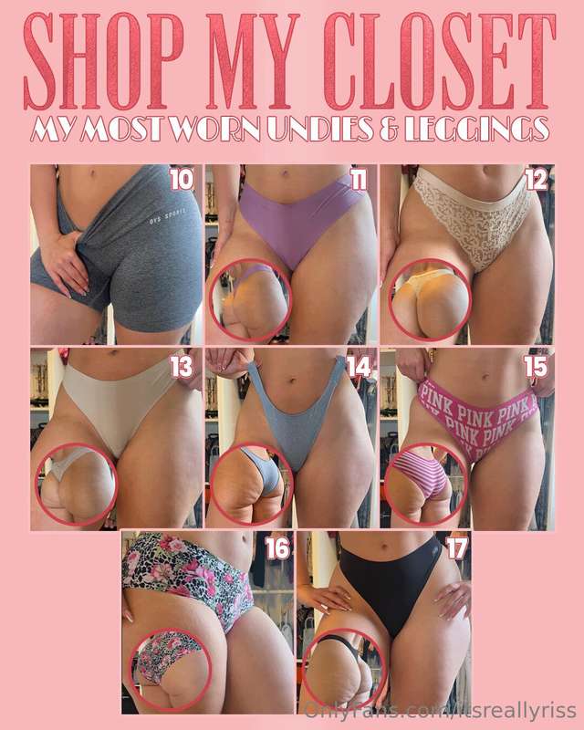 𝙎𝙃𝙊𝙋 𝙈𝙔 𝘾𝙇𝙊𝙎𝙀𝙏 👙45 pieces of leggings & undies worn outtttt .. 4