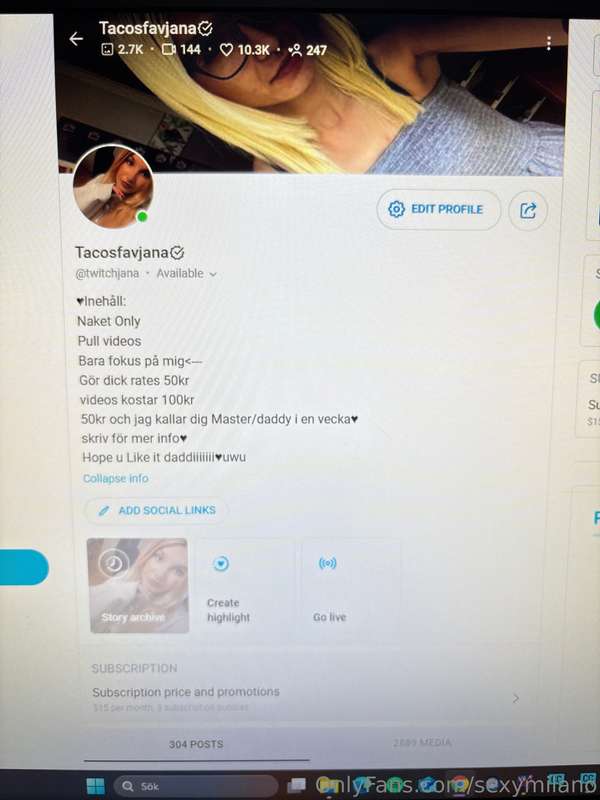 FOLLOW MY OTHER ONLYFANS @twitchjana 