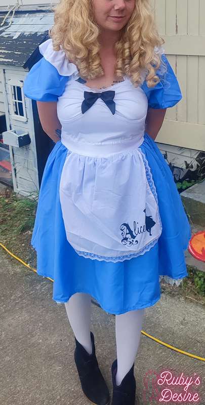 Bought this cute Alice costume for Halloween—blonde wig and ..