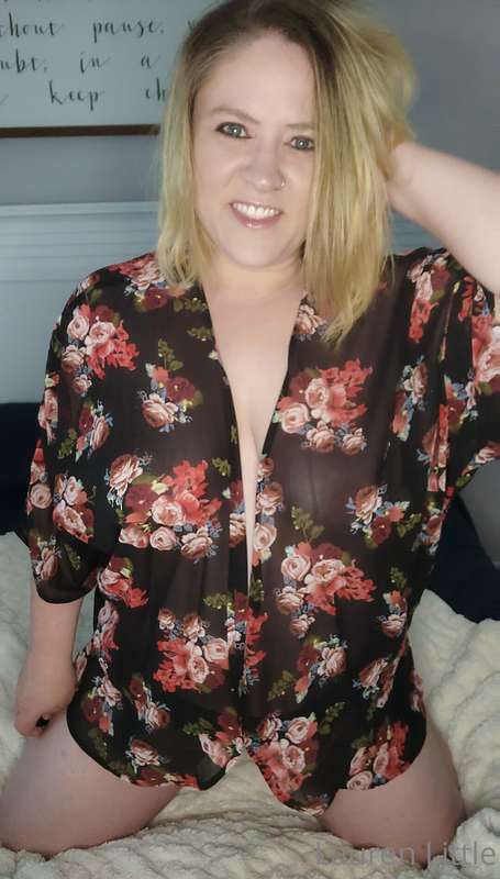 A little tease for you... Nothing but panties underneath. 
P..