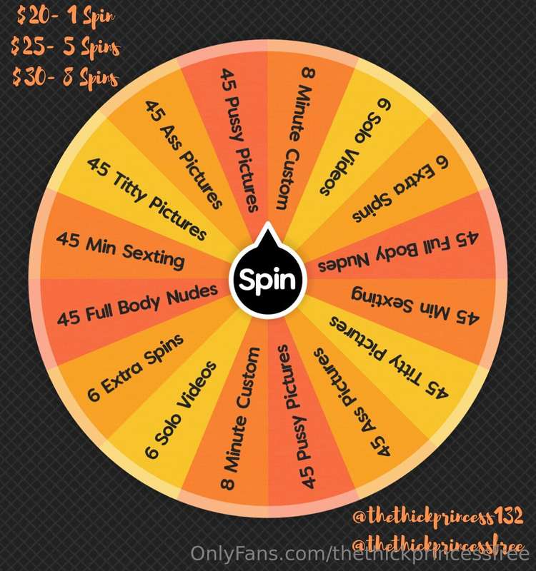 🧡 ORANGE SPIN WHEEL 🧡💰 Tip this post 💰🍑 Re-Spins are $7 🍑🟠 R..