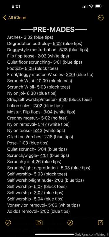 Just thought I’d post my PREMADE content list on here for yo..
