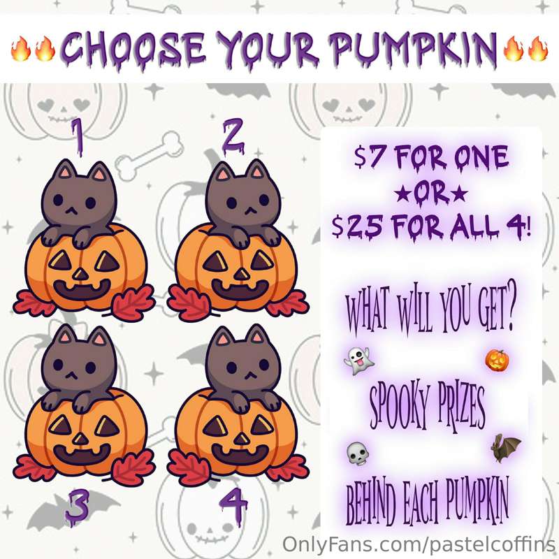 🎃 𝐂𝐡𝐨𝐨𝐬𝐞 𝐘𝐨𝐮𝐫 𝐏𝐮𝐦𝐩𝐤𝐢𝐧 🎃

𝗧𝗶𝗽 $𝟳 𝗳𝗼𝗿 𝗼𝗻𝗲 𝐩𝐮𝐦𝐩𝐤𝐢𝐧 🥵
𝗢𝗥
𝗧𝗶𝗽 $𝟮𝟱..