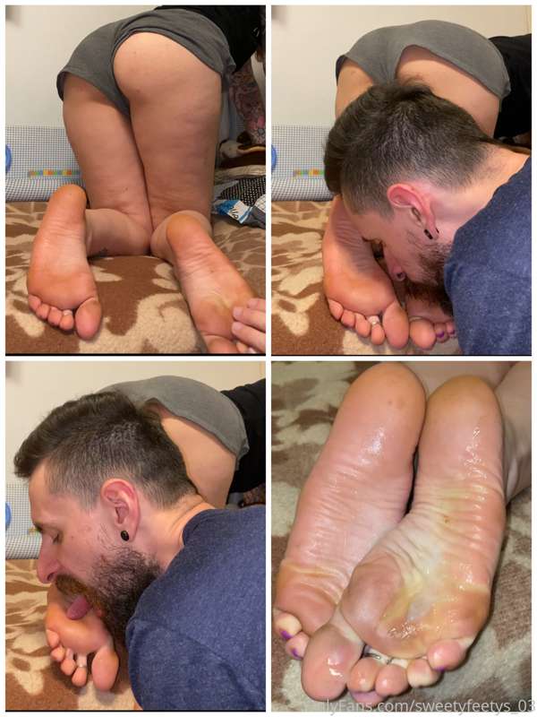 Getting my feet worshipped while he jerkes off … I love when..