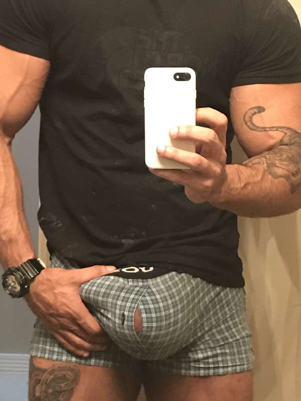 tried on a pair of my old boxers from like when I was 12 ..... 1