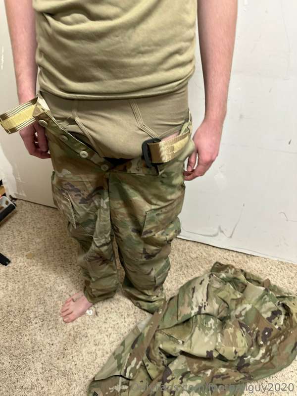 The private doing a little stripping down to his military br.. 26